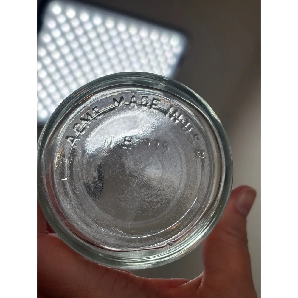 Vintage‎ Acme Food And Nut Chopper Glass Jar Measuring Cup Green Handle USA Made